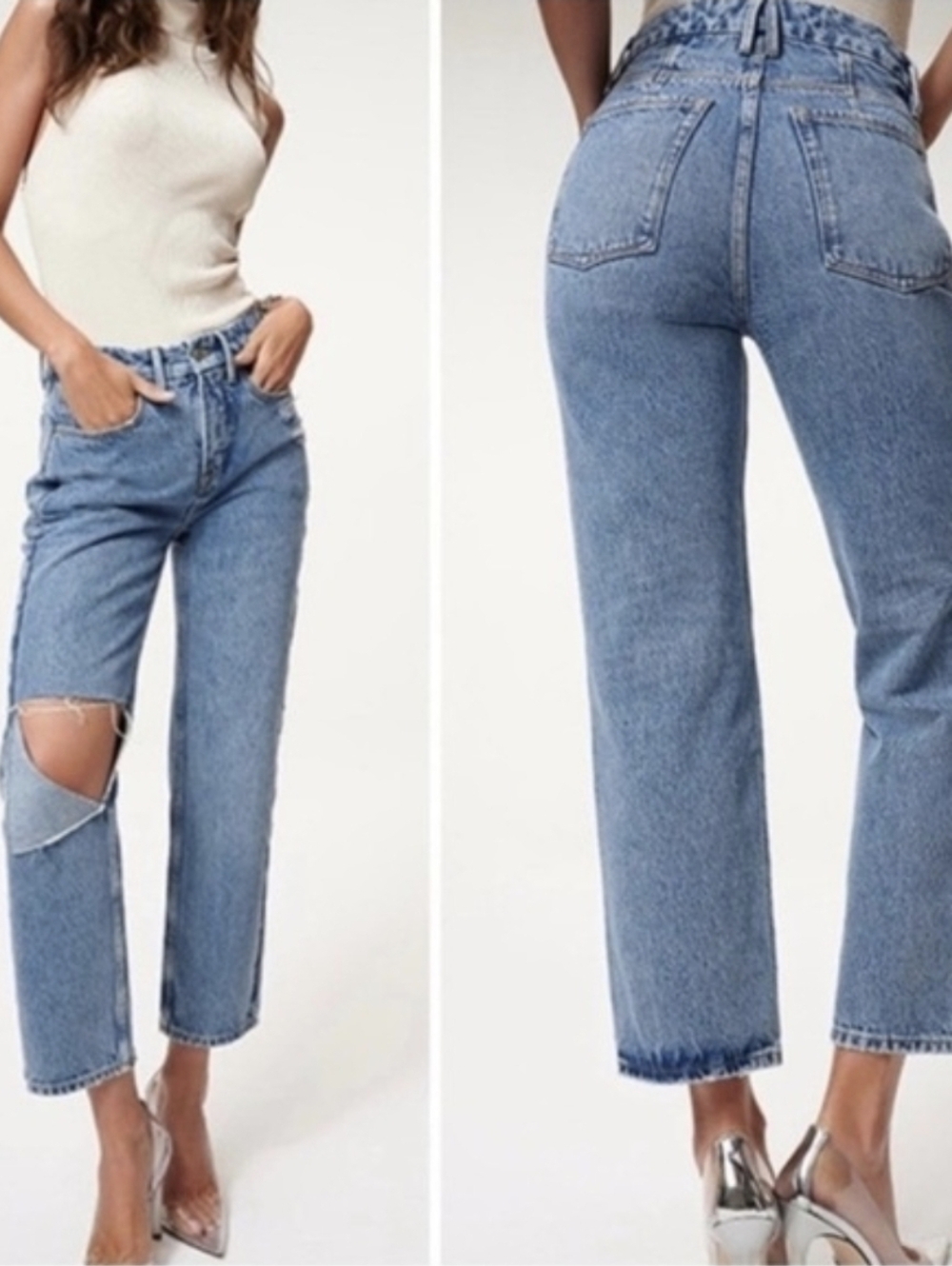 Good American Duster Tapered Jeans Size 6/28 NWT